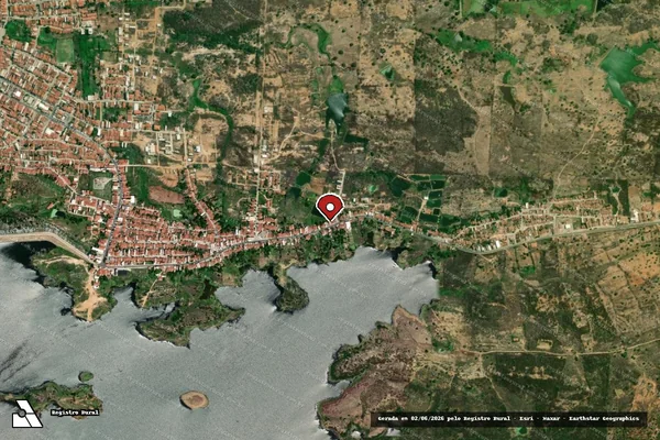 Imagem de satélite de Infração Ambiental em Coremas - PB (marcador da localização)