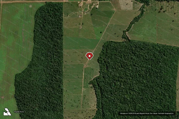 Imagem de satélite de Desmatamento em Porto Velho - RO (marcador da localização)