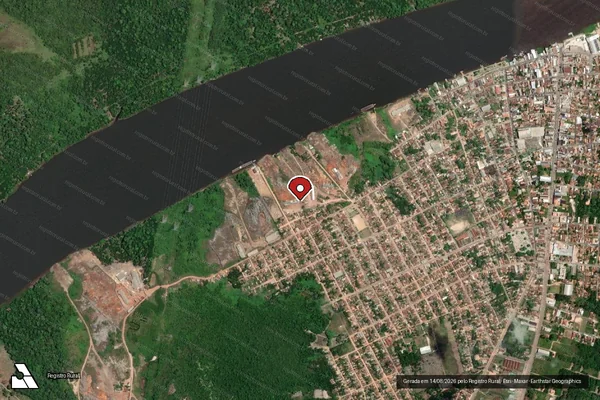 Imagem de satélite de Infração Ambiental em Belém - PA (marcador da localização)