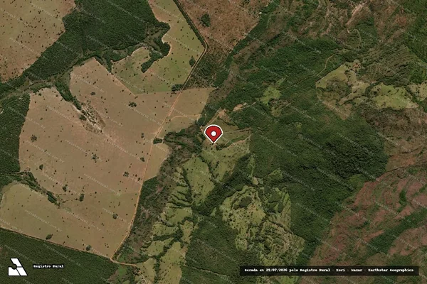 Imagem de satélite de Infração Ambiental em Araguainha - MT (marcador da localização)