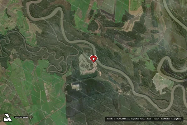 Imagem de satélite de Infração Ambiental em Três Barras - SC (marcador da localização)
