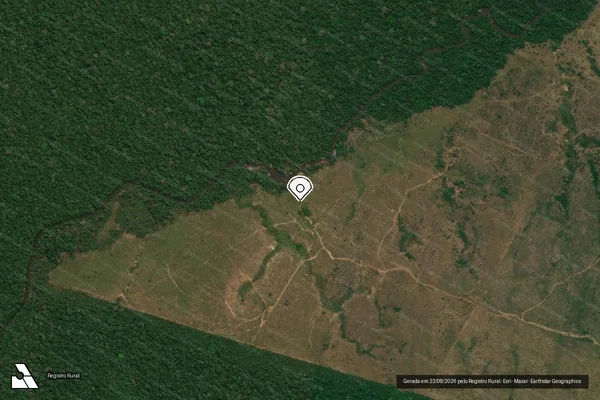 Imagem de satélite de Infração Ambiental em Machadinho D'Oeste - RO (marcador da localização)