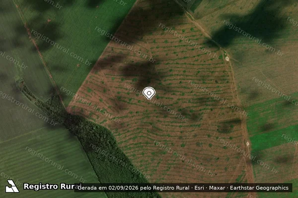 Imagem de satélite de Desmatamento em Marcelândia - MT (marcador da localização)