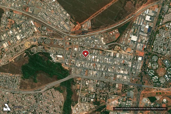 Imagem de satélite de Infração Ambiental em Brasília - DF (marcador da localização)
