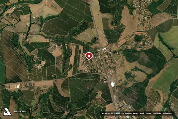 Imagem de satélite de Infração da Fauna em Cristais Paulista - SP (marcador da localização)