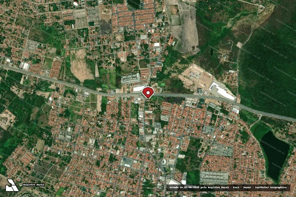 Imagem de satélite de Infração Ambiental em Fortaleza - CE (marcador da localização)