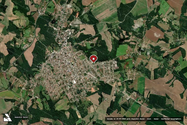 Imagem de satélite de Infração Ambiental em Rebouças - PR (marcador da localização)