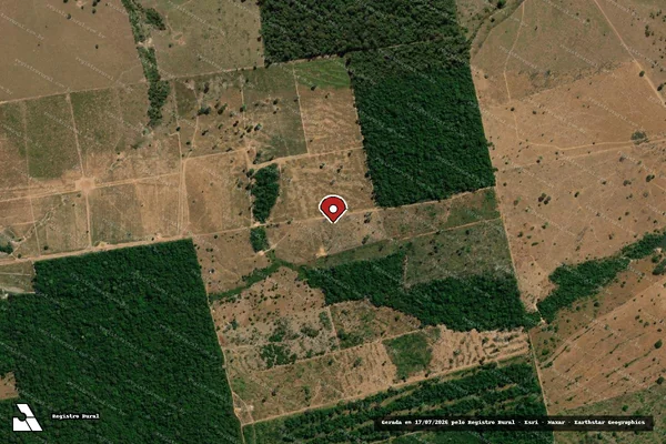 Imagem de satélite de Infração da Flora em Carlinda - MT (marcador da localização)