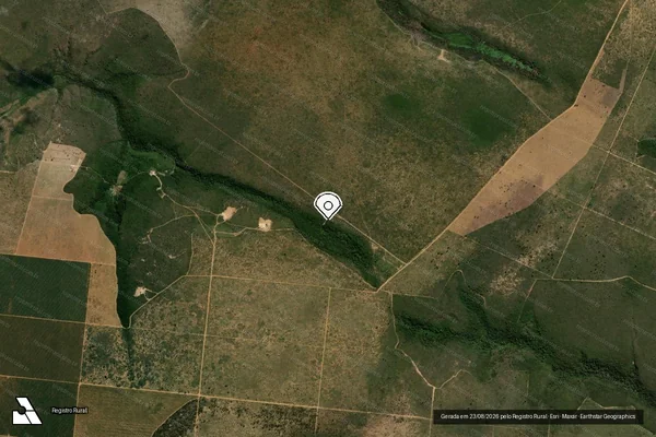 Imagem de satélite de Infração Ambiental em Cordeiros - BA (marcador da localização)