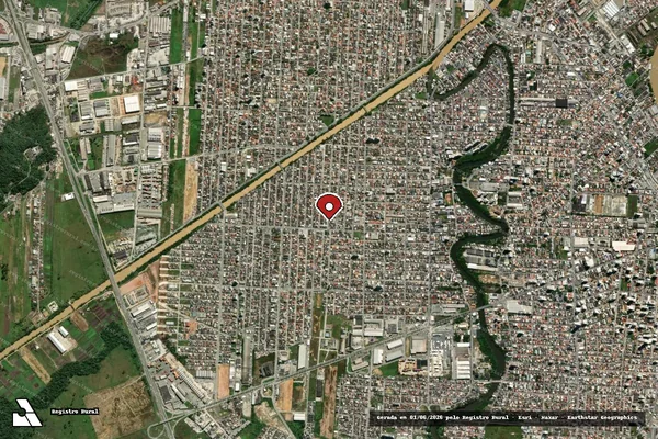 Imagem de satélite de Infração Ambiental em Itajaí - SC (marcador da localização)