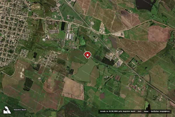 Imagem de satélite de Infração referente a Qualidade Ambiental em Dom Pedrito - RS (marcador da localização)