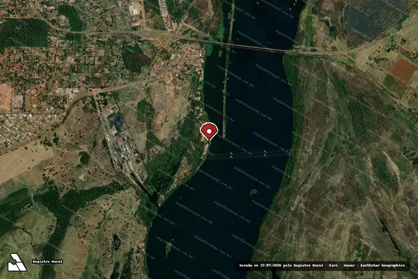 Imagem de satélite de Infração da Flora em Três Lagoas - MS (marcador da localização)