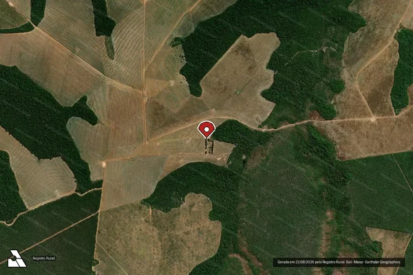 Imagem de satélite de Infração da Flora em Nobres - MT (marcador da localização)