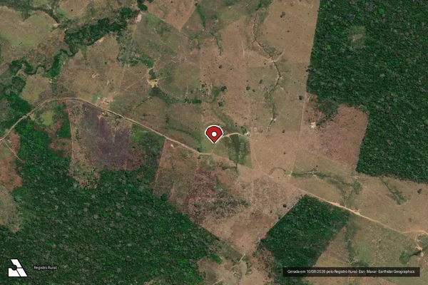 Imagem de satélite de Infração da Flora em Boca do Acre - AM (marcador da localização)
