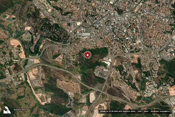 Imagem de satélite de Infração Ambiental em Abadia de Goiás - GO (marcador da localização)
