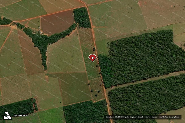 Imagem de satélite de Infração da Flora em Aripuanã - MT (marcador da localização)
