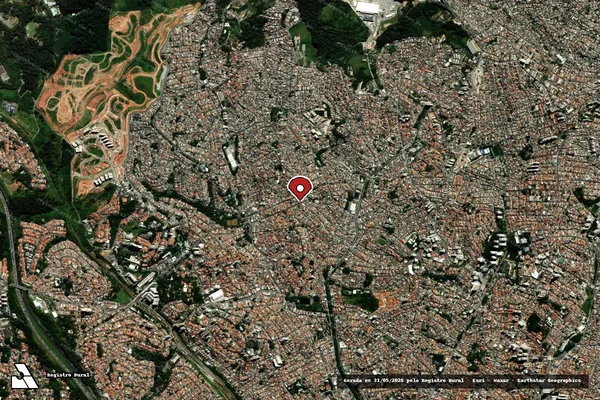 Imagem de satélite de Infração Ambiental em São Paulo - SP (marcador da localização)