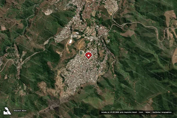 Imagem de satélite de Infração da Fauna em Mariana - MG (marcador da localização)