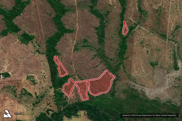 Imagem de satélite de Infração da Flora em Dois Irmãos do Tocantins - TO