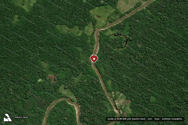 Imagem de satélite de Infração da Flora em Marechal Thaumaturgo - AC (marcador da localização)