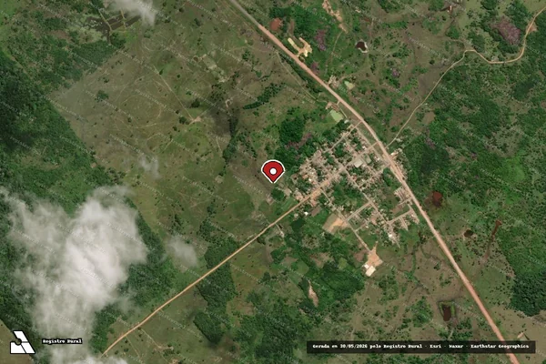 Imagem de satélite de Infração Ambiental em São Luiz do Anuaã - RR (marcador da localização)
