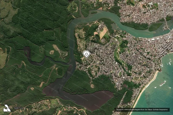 Imagem de satélite — Embargo IBAMA — Causar dano direto ou indireto a unidade de conservação. - Guarapari/ES