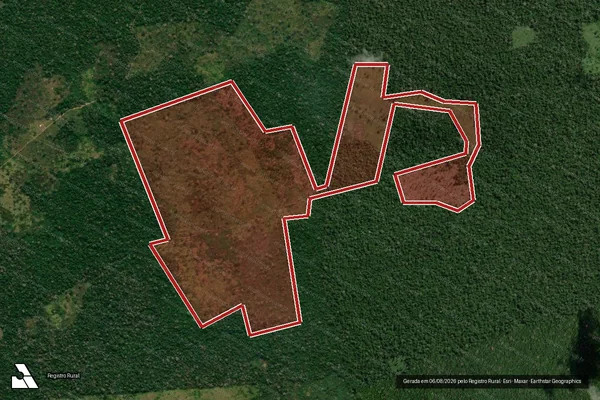 Imagem de satélite — Embargo IBAMA — Infração da Flora - Boca do Acre/AM