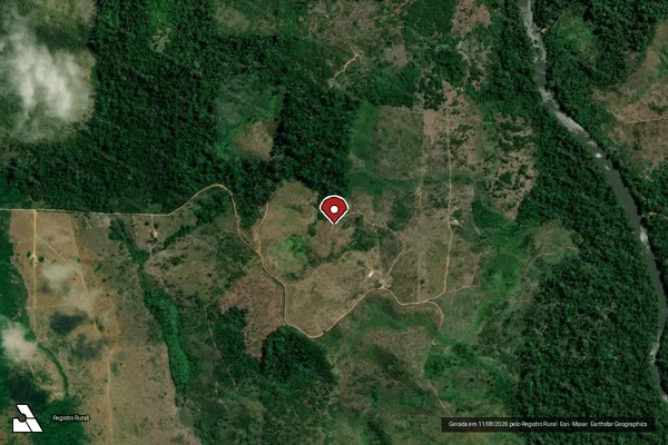 Imagem de satélite de Infração da Flora em Pacajá - PA (marcador da localização)