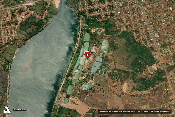 Imagem de satélite de Infração Ambiental em Estreito - MA (marcador da localização)