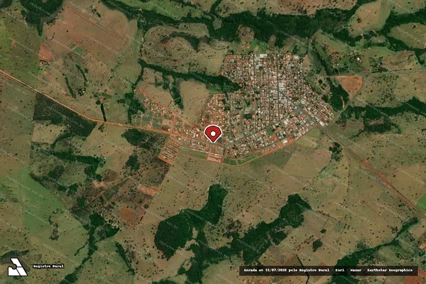 Imagem de satélite de Infração Ambiental em Inocência - MS (marcador da localização)