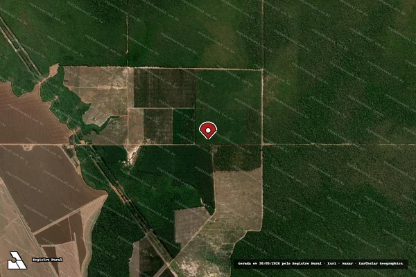 Imagem de satélite de Infração da Flora em Vilhena - RO (marcador da localização)