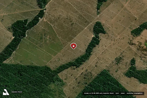 Imagem de satélite de Infração da Flora em Nova Bandeirantes - MT (marcador da localização)