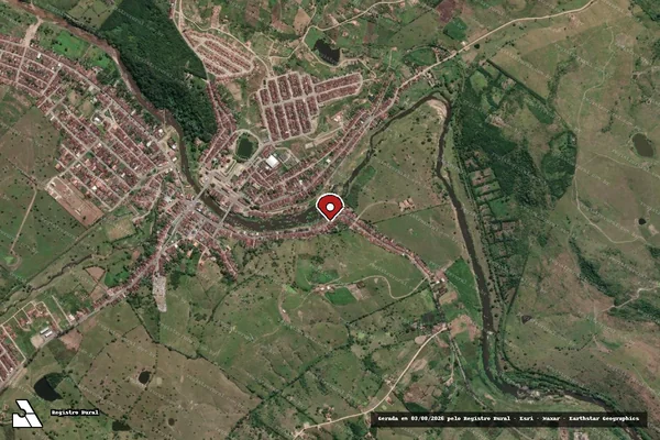 Imagem de satélite de Infração Ambiental em Quebrangulo - AL (marcador da localização)