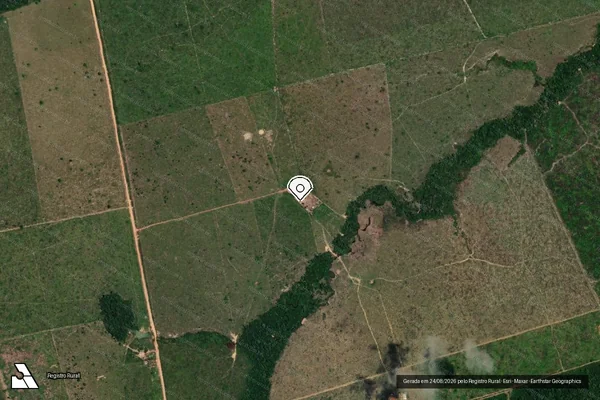 Imagem de satélite de Infração da Flora em Manicoré - AM (marcador da localização)