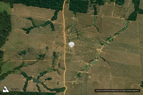 Imagem de satélite de Infração Ambiental em Buritis - RO (marcador da localização)