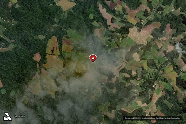 Imagem de satélite de Infração Ambiental em Santa Terezinha - SC (marcador da localização)