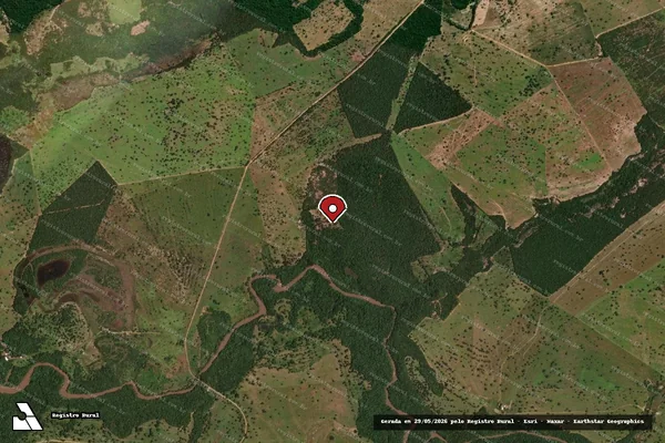 Imagem de satélite de Infração Ambiental em Alto Araguaia - MT (marcador da localização)
