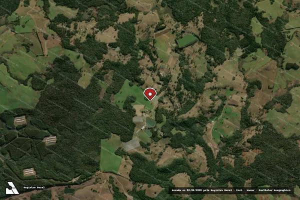 Imagem de satélite de Infração da Flora em Ipê - RS (marcador da localização)