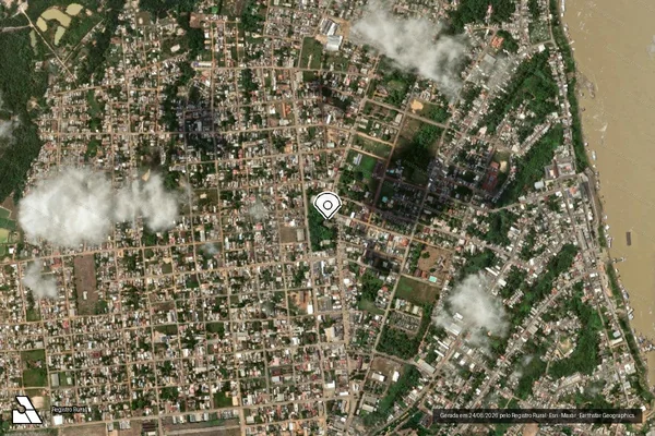 Imagem de satélite de Infração da Flora em Humaitá - AM (marcador da localização)