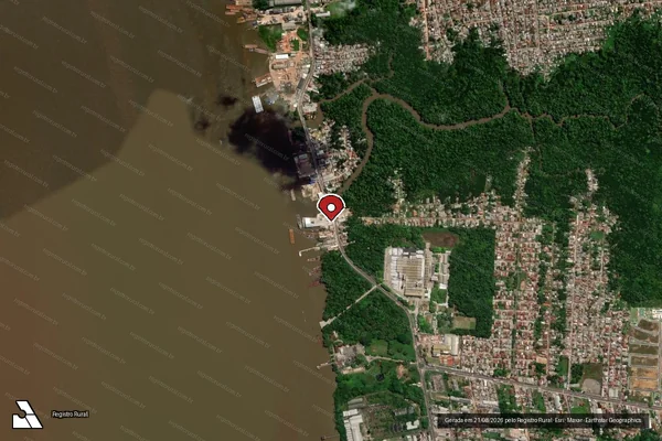 Imagem de satélite de Infração Ambiental em Belém - PA (marcador da localização)