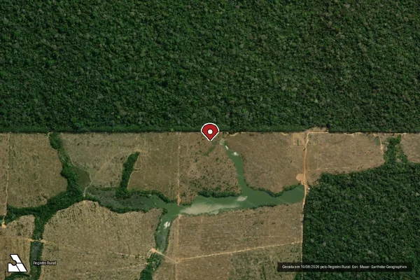 Imagem de satélite de Infração Ambiental em Colniza - MT (marcador da localização)