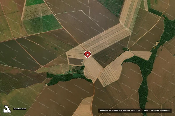 Imagem de satélite de Infração Ambiental em Poxoréo - MT (marcador da localização)