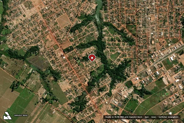 Imagem de satélite de Infração Ambiental em Juína - MT (marcador da localização)