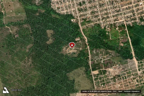 Imagem de satélite de Infração da Flora em Uruará - PA (marcador da localização)