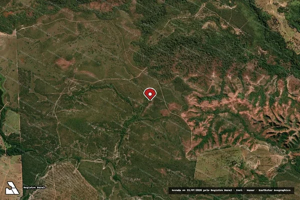 Imagem de satélite de Infração Ambiental em Tesouro - MT (marcador da localização)