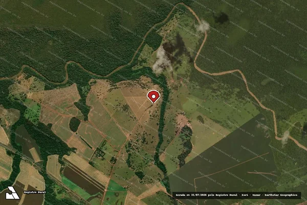 Imagem de satélite de Infração referente a Qualidade Ambiental em Pedra Preta - MT (marcador da localização)