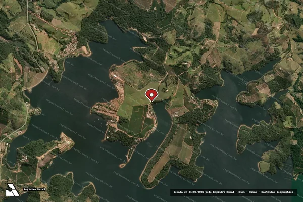Imagem de satélite de Infração Ambiental em Tapiratiba - SP (marcador da localização)