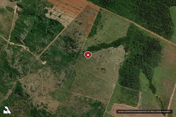 Imagem de satélite de Desmatamento em Peixoto de Azevedo - MT (marcador da localização)