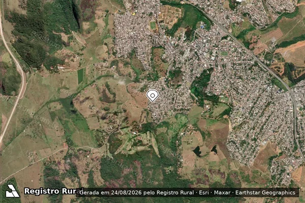 Imagem de satélite de Infração Ambiental em Serra - ES (marcador da localização)