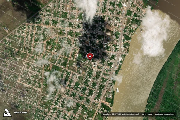 Imagem de satélite de Infração Ambiental em Caracaraí - RR (marcador da localização)